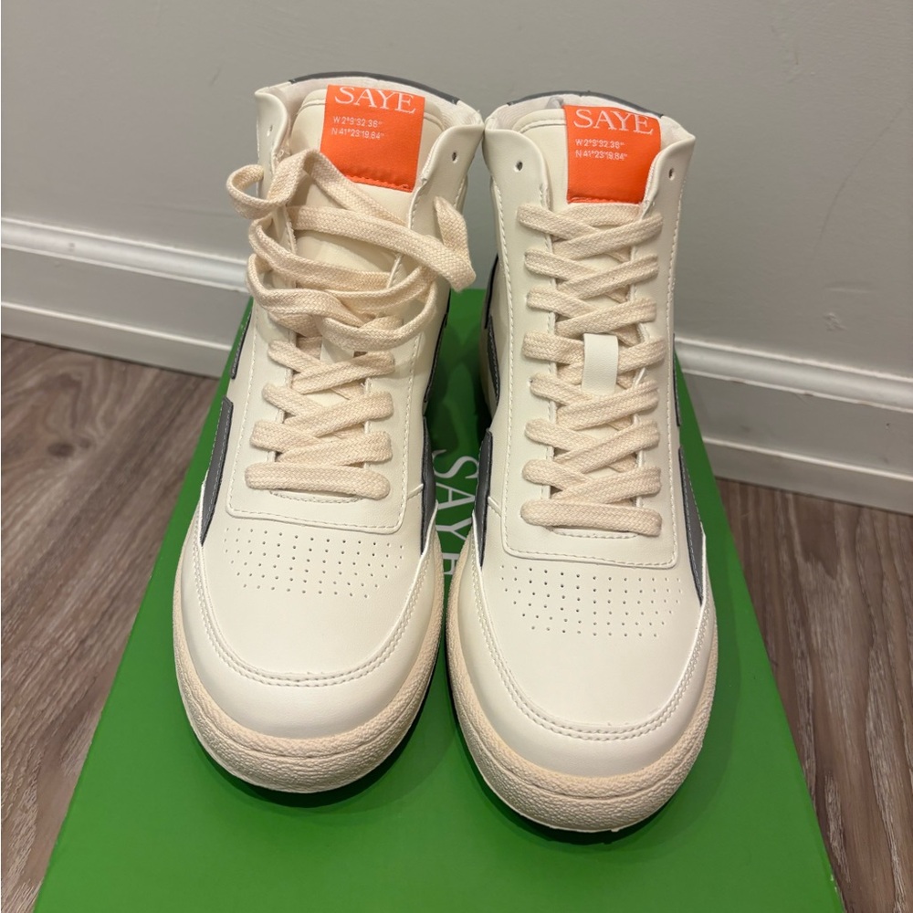 SAYE White High Biker Sneakers - Picture 2 of 6